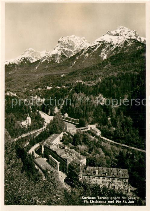 Tarasp Kurhaus Blick gegen Vulpera Piz Lischanna und Piz St. Jon