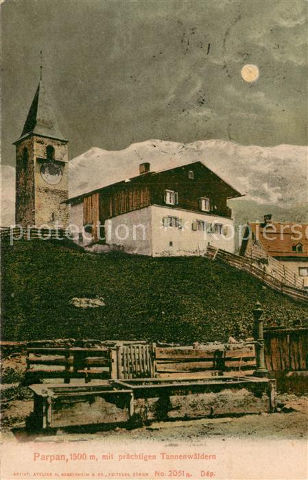 Parpan GR Ortsmotiv Brunnen Kirche