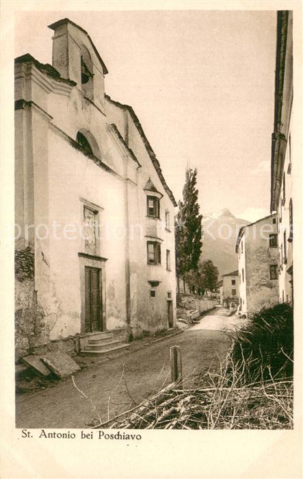 Sant Antonio Poschiavo Dorfpartie mit Kirche Serie VIII Kirchen und Kapellen in