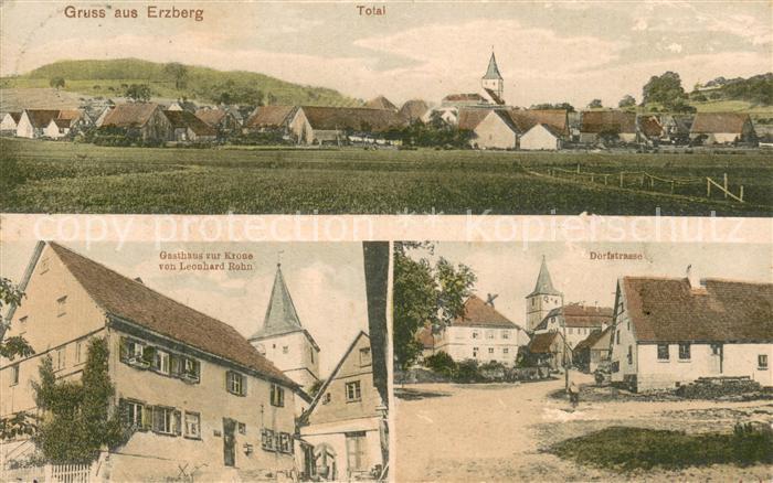 Erzberg  Woernitz Bayern Ortsansicht mit Kirche Dorfstrasse Gasthaus zur Krone
