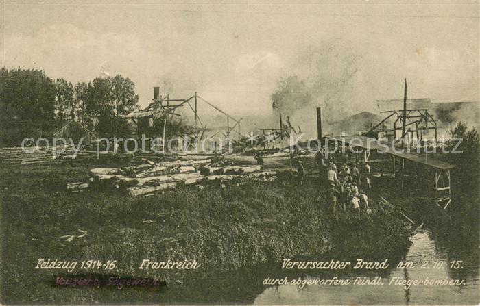 Vouziers 08 Ardennes Feldzug 1914-16 Brand durch Fliegerbomben