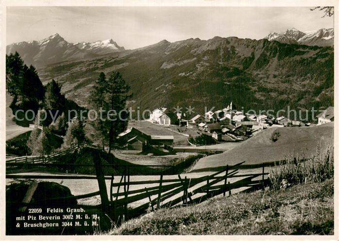Feldis GR Panorama Blick gegen Piz Beverin Burschghorn Alpen