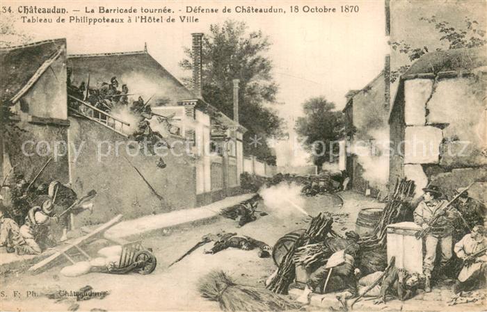 Chateaudun 28 Eure-et-Loir La Barricade tournee Defense de Chateaudun Tableau de