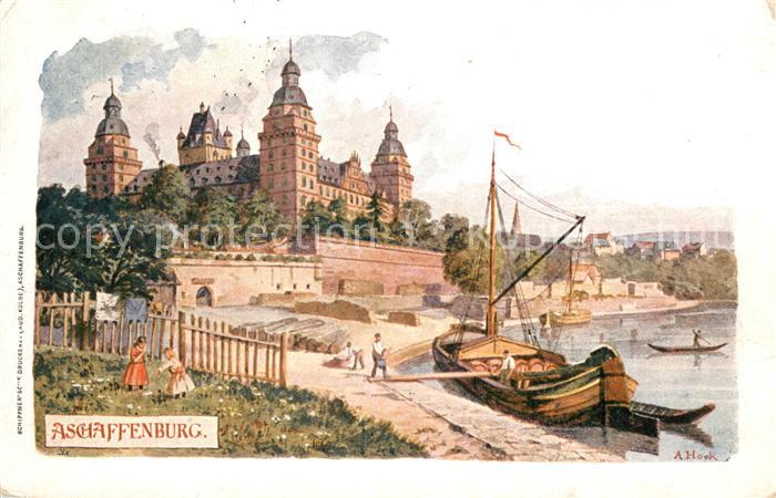 Aschaffenburg Main Schloss Frachtschiff
