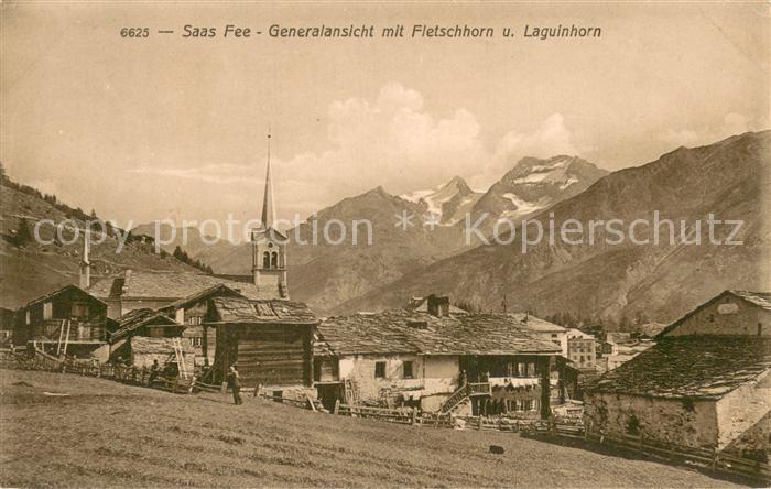 Saas-Fee Panorama mit Fletschhorn und Laguinhorn