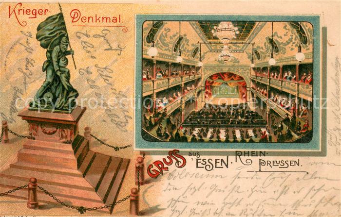 Essen  Ruhr Kriegerdenkmal Theatersaal Deutsche Reichspost Litho