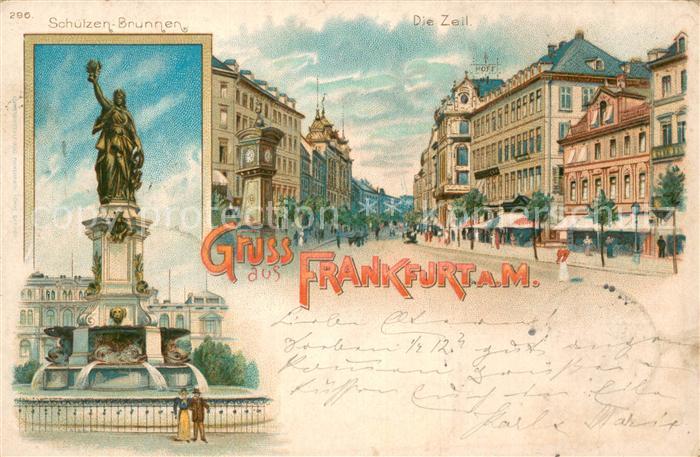 Frankfurt Main Die Zeil Schuetzen Brunnen
