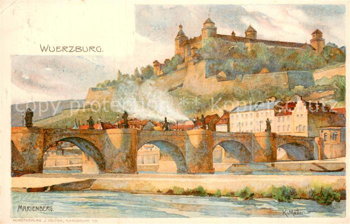 WueRZBURG Bayern Marienberg Schloss Kuenstlerkarte