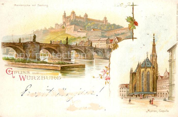 WueRZBURG Bayern Mainbruecke mit Festung Marien Capelle