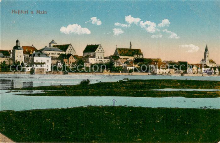Hassfurt Blick ueber den Main zur Stadt