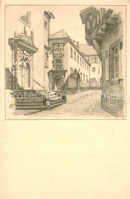 Aschaffenburg Main Pfaffengasse Studienkirche mit K. Studienseminar Kuenstlerkar