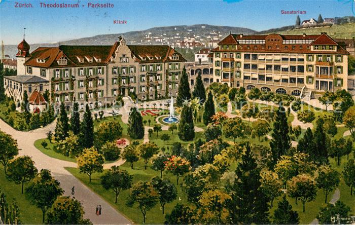 Zuerich ZH Theodosianum Privatspital Parkseite Sanatorium Kuenstlerkarte