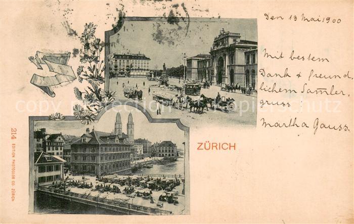 Zuerich ZH Zentrum Platz Limmat Bruecke