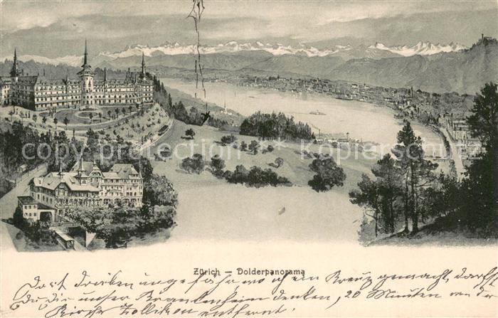 Zuerich ZH Waldhaus Dolder Zuerichsee Alpen aus der Vogelperspektive Kuenstlerka