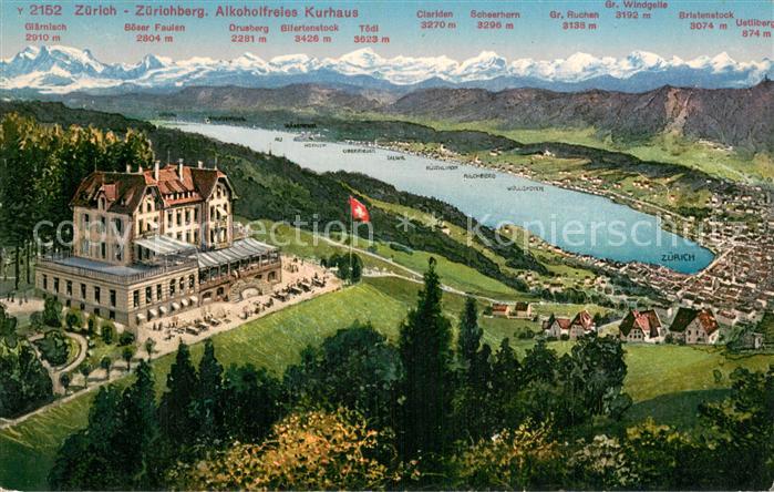 Zuerichberg ZH Alkoholfreies Kurhaus Zuerichsee Alpenpanorama aus der Vogelpersp