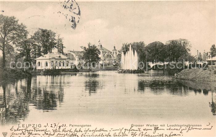 LEIPZIG Sachsen Palmengarten Grosser Weiher mit Leuchtspringbrunnen