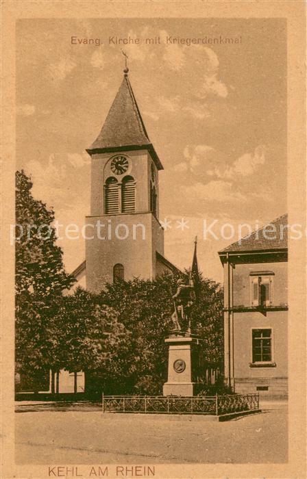 Kehl Rhein Evangelische Kirche mit Kriegerdenkmal