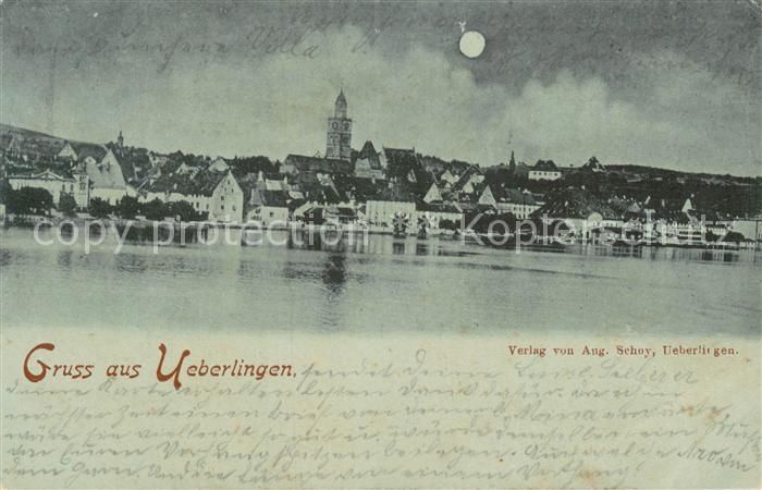 ueberlingen Bodensee Ansicht vom See aus im Mondschein