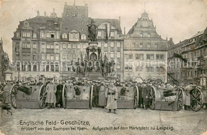 Ypern Ypres Ieper Englische Feldgeschuetze erobert von den Sachsen Denkmal Markt