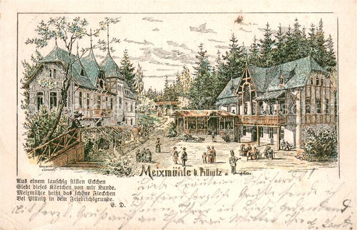 Pillnitz Dresden Meixmuehle Poesie Litho Deutsche Reichspost