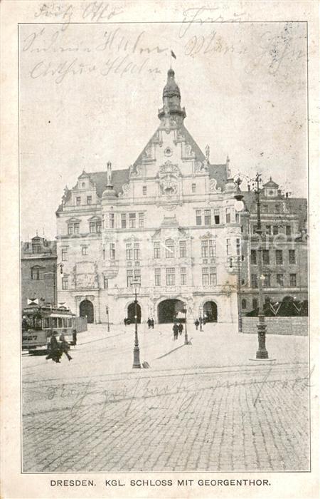 Dresden Elbe Koenigliches Schloss mit Georgentor