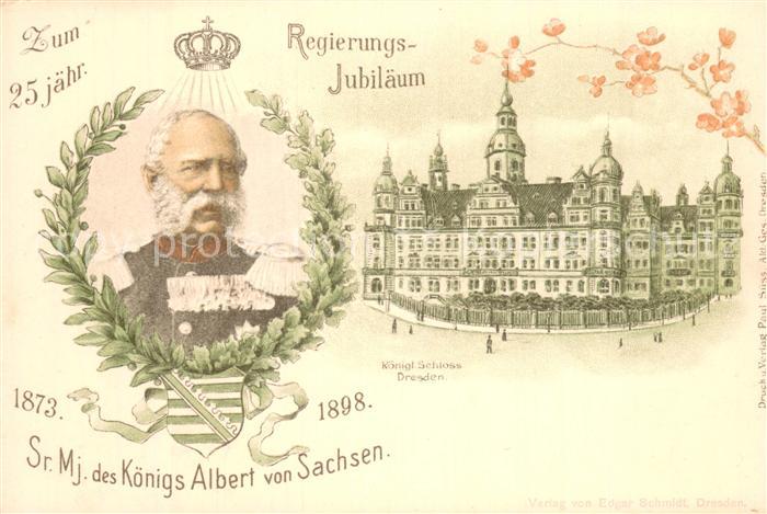 Dresden Elbe 25 jaehriges Regierungsjubilaeum 1873 Koenig Albert von Sachsen Koe
