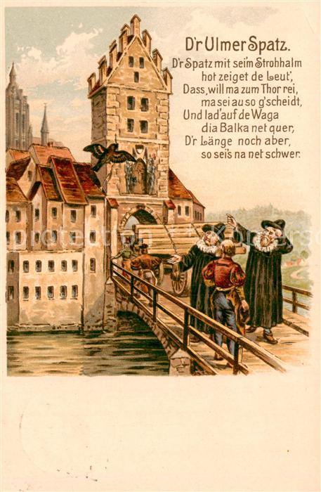 Ulm Donau Ulmer Spatz Kuenstlerkarte