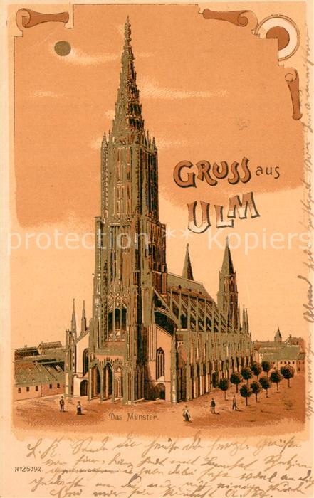 Ulm Donau Ulmer Muenster Litho