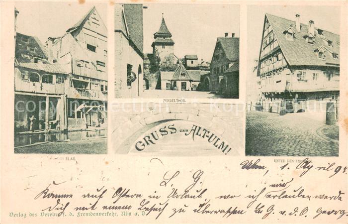 Ulm Donau Alt-Ulm Haeuserpartie an der Blau Zundeltor Unter den Fischern