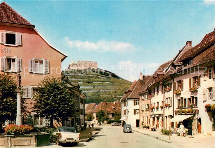 Staufen Breisgau Historische Fauststadt Hauptstrasse mit Burgruine