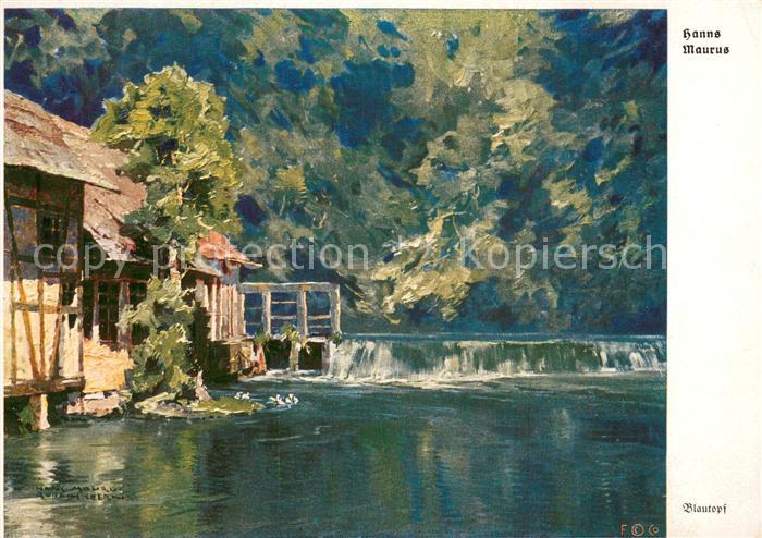 Blaubeuren Blautopf Hanns Maurus Kuenstlerkarte