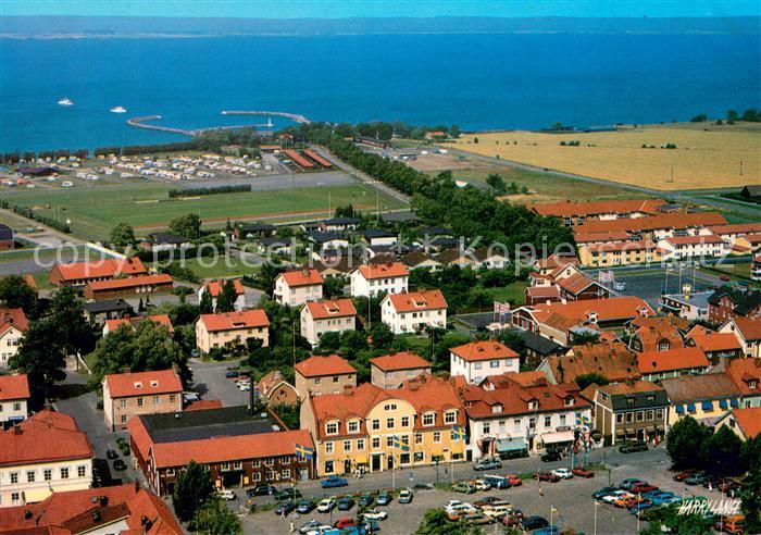 Graenna Sweden Utsikt fran Graennaberget oever torget campingplatsen och hamnen