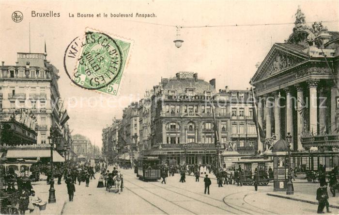 Bruxelles Bruessel La Bourse et le boulevard Anspach - Strassenbahn - Kutsche