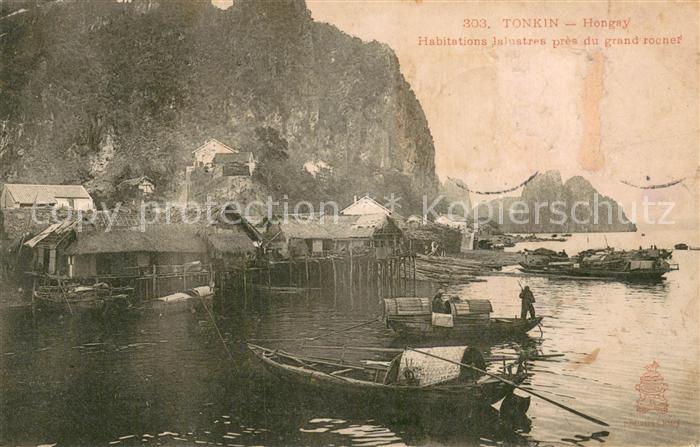 Tonkin Vietnam Habitations lalustres pres du grand rochef