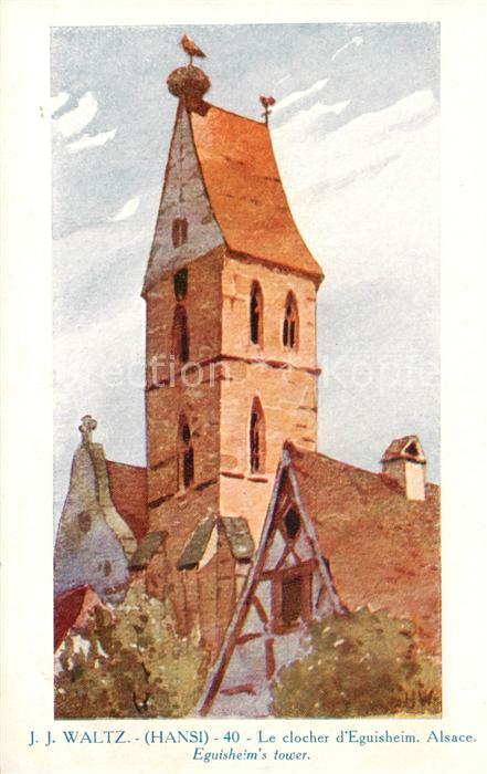 Eguisheim Haut Rhin Le clocher d Eguisheim Kuenstlerkarte