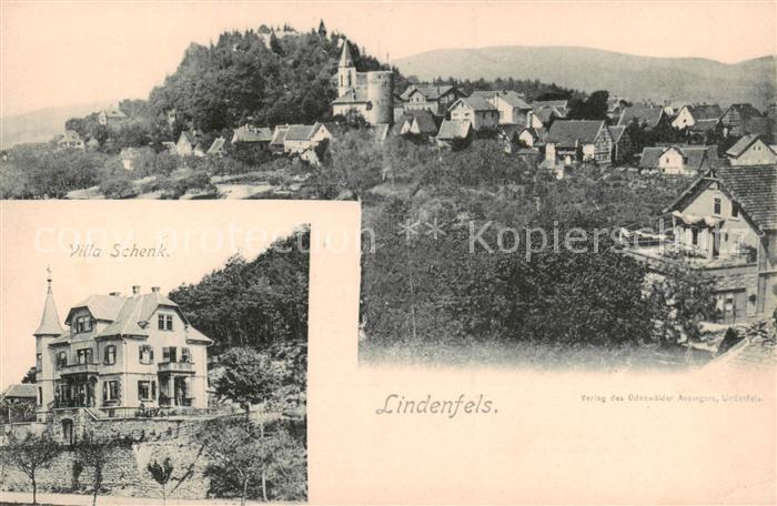 Lindenfels Odenwald Gesamtansicht u. Villa Schenk