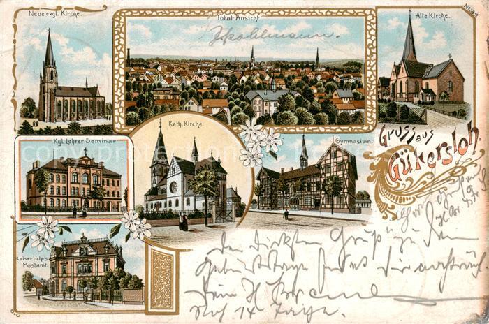 Guetersloh Total-Ansicht Kirche Kgl-Lehrer-Seminar Gymnasium