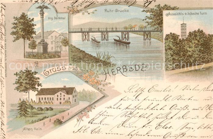 Herbede Ruhr-Bruecke - Krg Denkmal - Alten Hain - Aussichts Turm