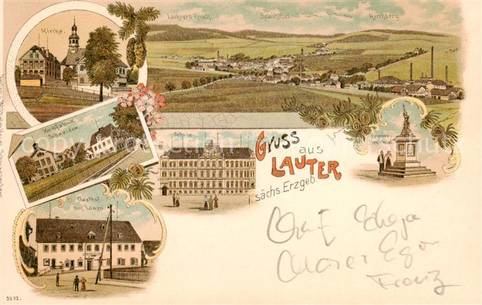 Lauter Schwarzenberg Erzgebirge Schule Kirche Korbfabrik-Schneider Gasthof-zum-L