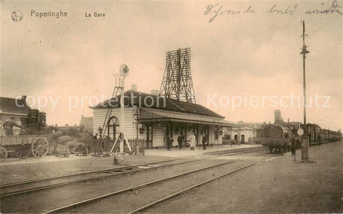 Poperinghe Poperinge Belgie Bahnhof - Dampflok - Feldpost