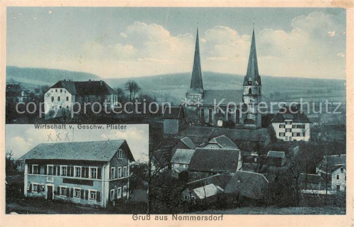 Nemmersdorf Teilansicht u. Wirtschaft v. Geschw. Pfister