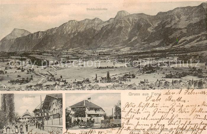 Forst BE Laengenbuehl Gesamtansicht m. Stokhornkette u. Wirtschaft z. Tell