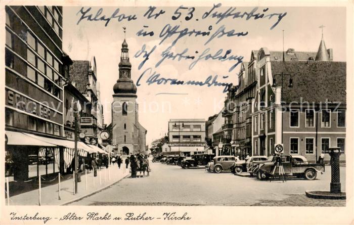 Insterburg Tschernjachowsk RU Alter Markt u. Luther-Kirche m. Kutsche