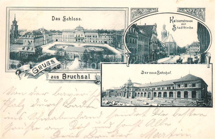 Bruchsal Kaiserstrasse m. Stadtkirche - Bahnhof