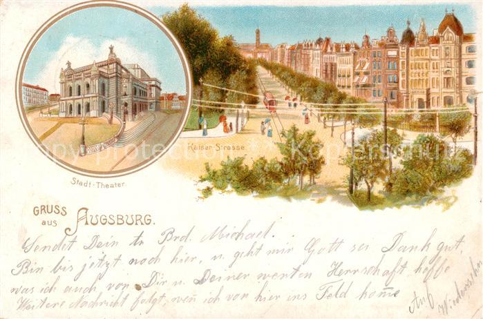 Augsburg Kaiser-Strasse u. Stadt-Theater Feldpost