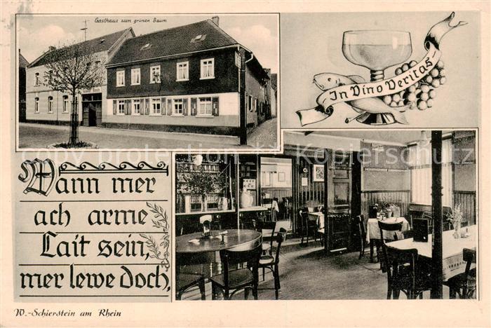 Schierstein Gasthaus zum Gruenen Baum Innen- u. Aussenansicht