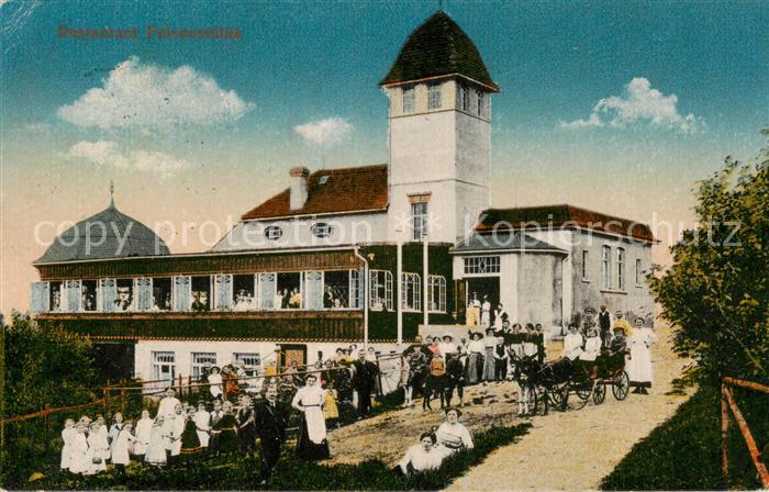 Ebersbach Sachsen Restaurant Felsenmuehle Aussenansicht m. Kutsche