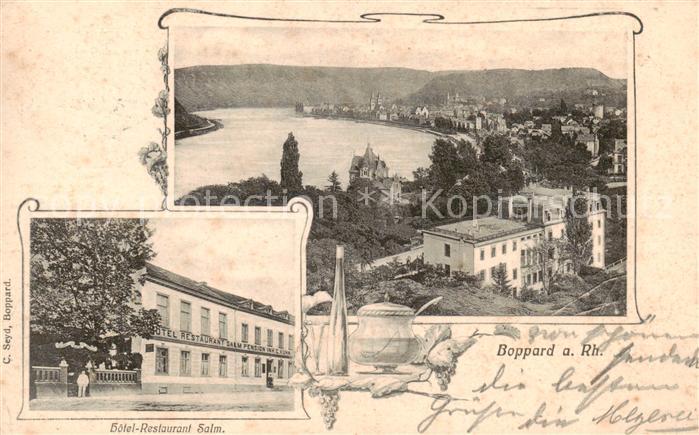 Boppard Rhein Teilansicht m. Hotel-Restaurant Salm