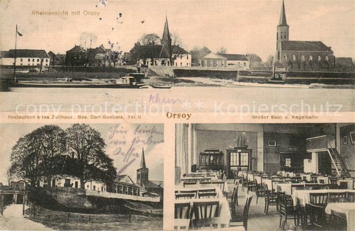 Orsoy Rhein Rheinansicht m. Orsoy - Restaurant altes Zollhaus Innen- u. Aussenan