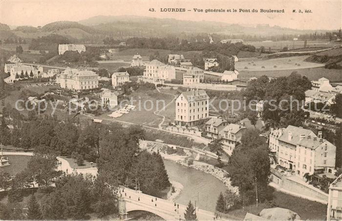Lourdes Hautes Pyrenees Fliegeraufnahme Vue generale et le Pont du Boulevard
